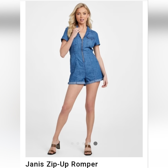 Guess Janis Zip Up Romper Medium Wash NWOT - Picture 5 of 6